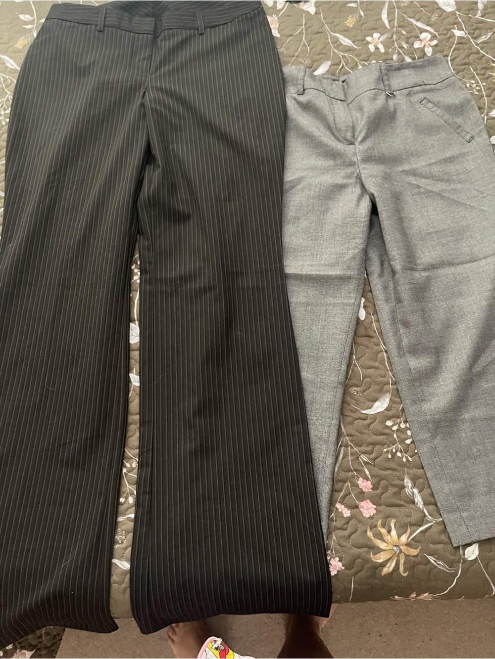 1 pair Pinstripe Black Dress Pants & 1 pair Gray Capris - Two-Piece Bundle